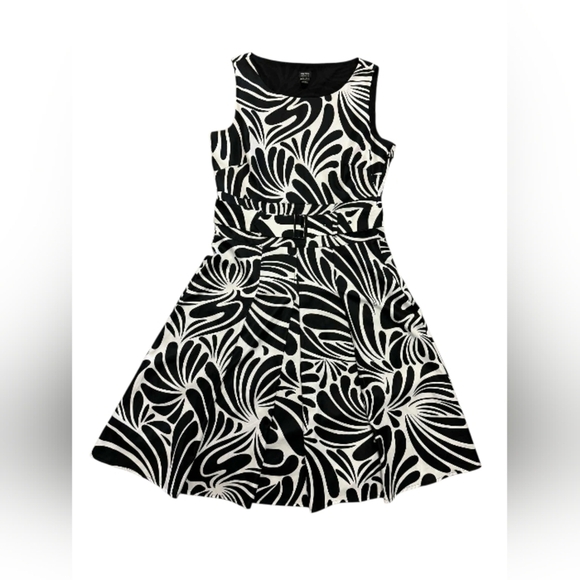 Esprit Black and White Patterned Midi Dress EUC Sleevless Size 6 - Picture 5 of 10